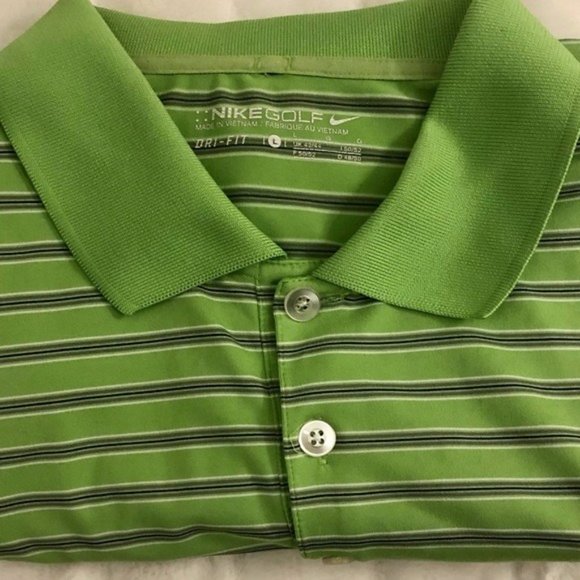 ⛳Men's Nike Golf polo shirt short sleeves L - lime green black stripe 🏑⛳🏌️‍♀️ - Picture 1 of 5